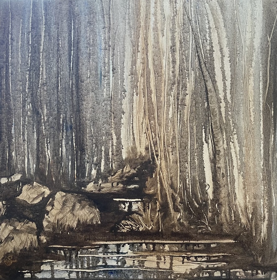 Buy Oil Painting abstract forest with trees and rain&nbsp;puddles