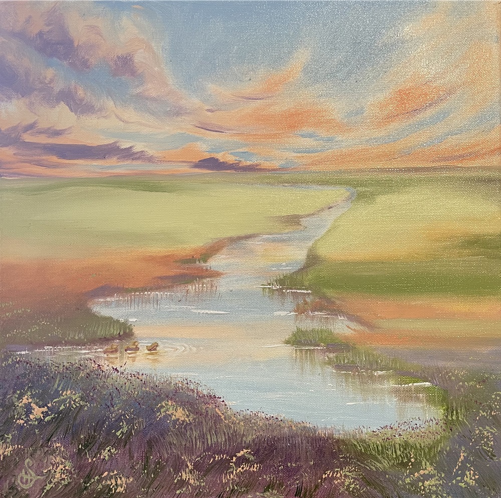 Buy Original canvas oil painting Champagne Sky Duck&nbsp;Stream
