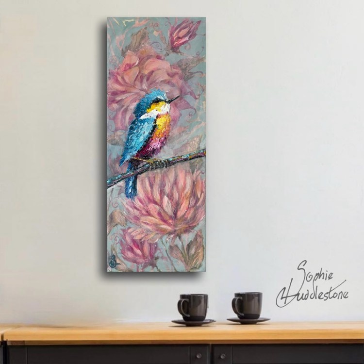 Picture to show an example of the kingfisher canvas on a wall