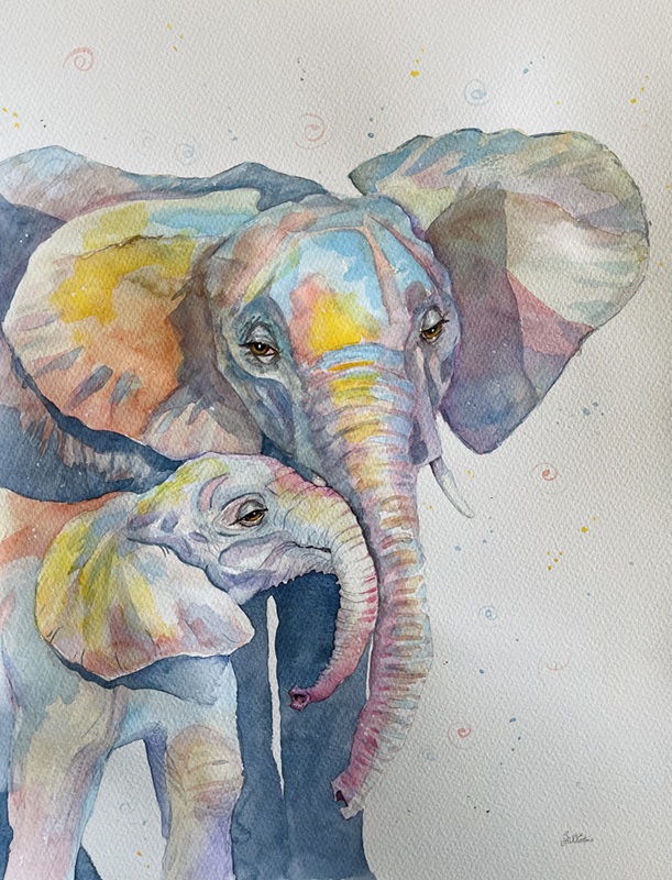 photo of the painting, elephants