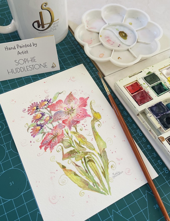 photo of the floral painting in burbage artist sophie art studio