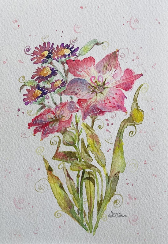photo of the floral painting by burbage artist sophie art studio