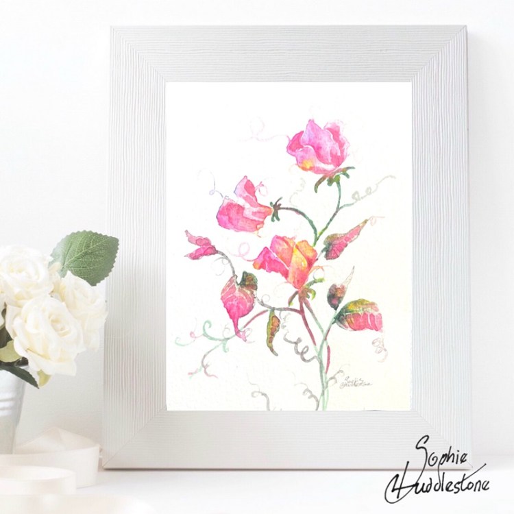 photo of the floral painting how it would look in a frame