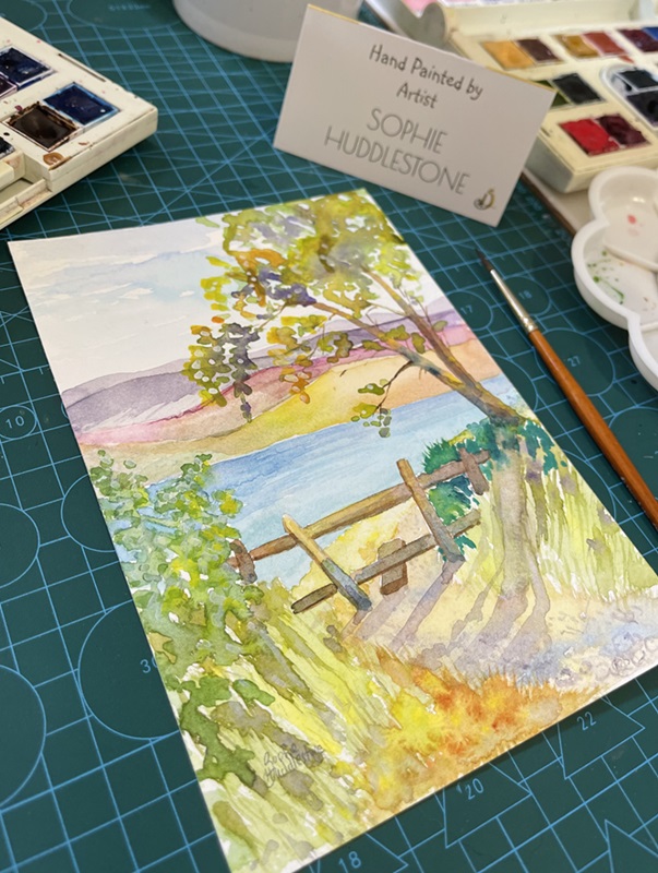 summer lakeside ramble painting by burbage artist sophie huddlestone