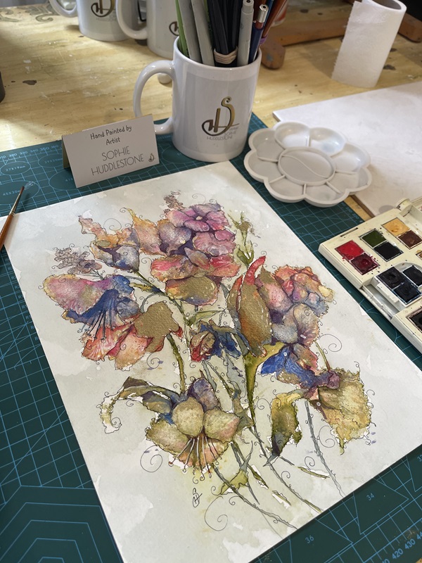 floral cluster painting by sophie huddlestone
