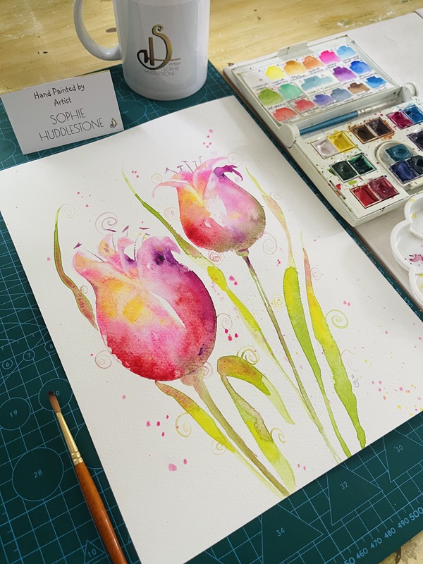 blooming together painting by Burbage artist Sophie Huddlestone