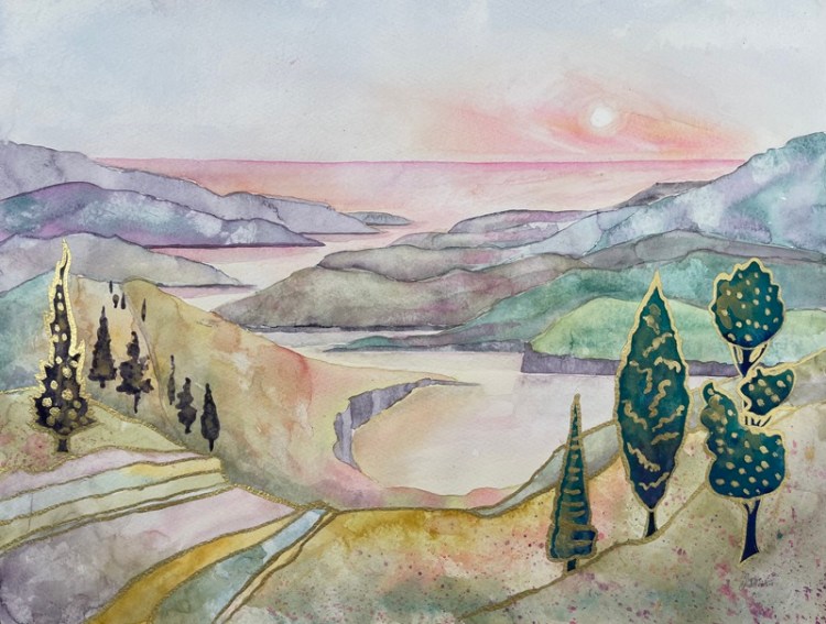 Tranquil times watercolour painting by Burbage Artist Sophie Huddlestone