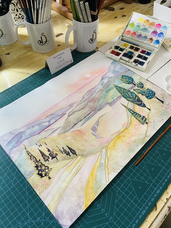 Tranquil times watercolour painting by Burbage Artist Sophie Huddlestone