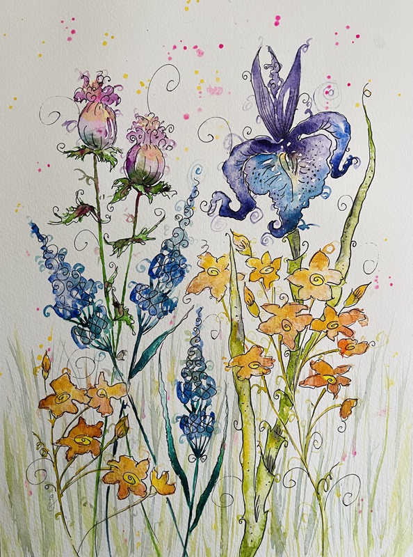 eternal spring meadow painting by Burbage Artist Sophie Huddlestone