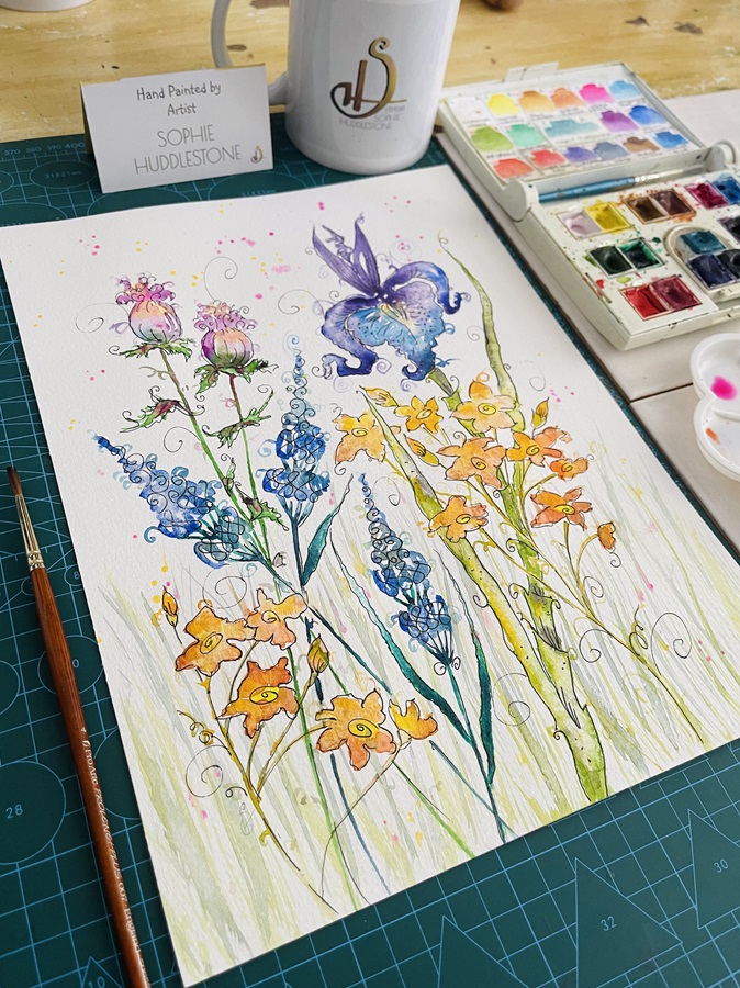 eternal spring meadow painting by Burbage Artist Sophie Huddlestone
