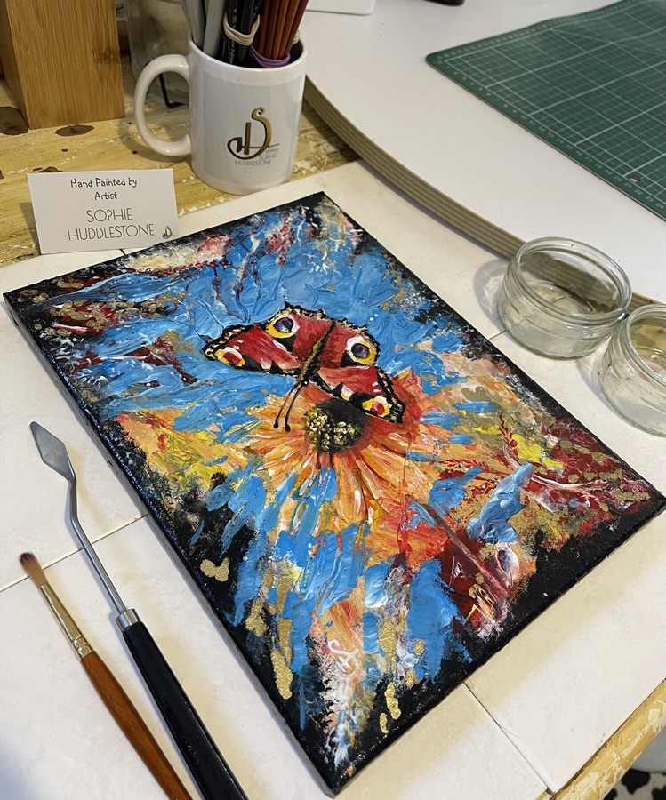 a soul unfolding, butterfly painting by Sophie Huddlestone
